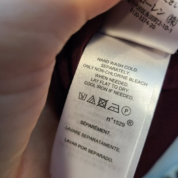 Lauren Ralph Lauren Sheath Dress Sz 16 Ruffle Front V Neck Purple Stretch Ruched - Picture 9 of 9